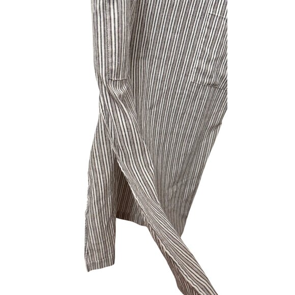 Storia Women Midi Striped Dress Size Small S Gray Tie Shoulder Strap Slits EUC - Picture 2 of 8